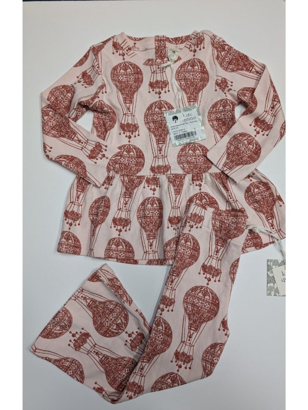 Kate Quinn Organic Cotton Hot Air Balloons Outfit 3T Kate Top Flare Pants Set